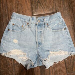 501 Light Washed Levi Jean Shorts